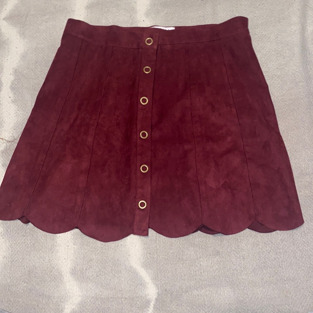 Maroon A-Line Kendall and Kylie Mini Skirt